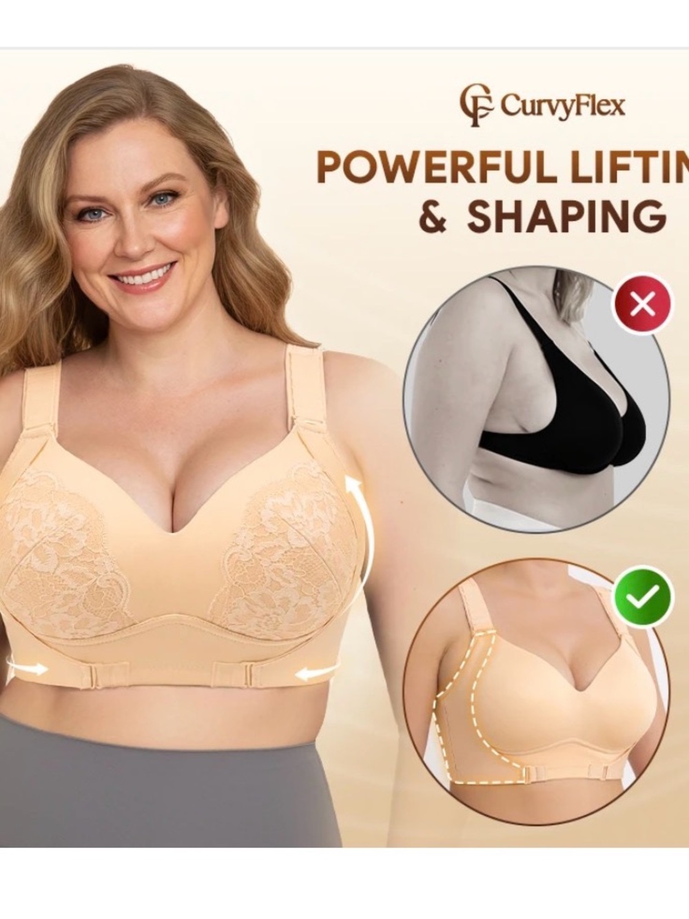 💕CurvyFlex Lift & Shaping Bra - Nude